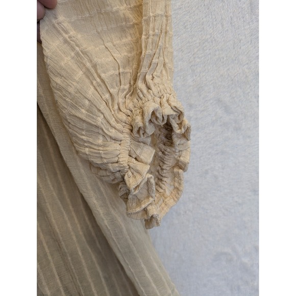 &merci Beige Striped Gauze Tiered Maxi Dress Size S - Picture 7 of 11